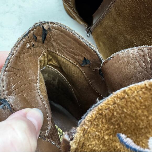 Carlos Santana Brown Suede Vivien Floral Boots Size 7.5 - Picture 7 of 9